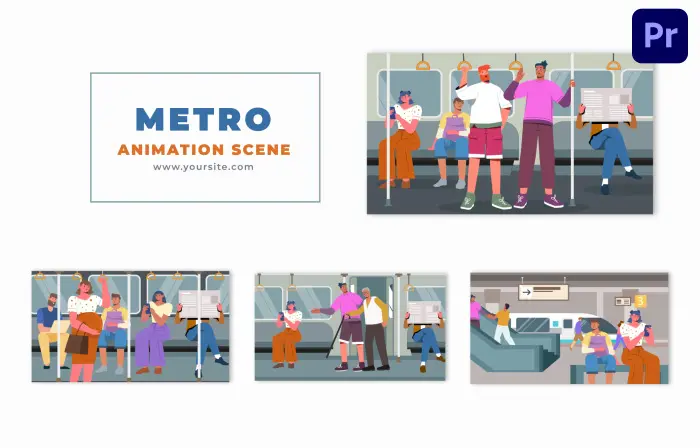 Metro Travel People Flat Vector Design Animation Scene